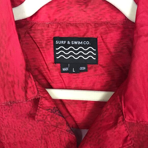 Surf Swim Co Shirt Large Red White Blue Stretch USA 4th July Stars Boat Thin - Picture 4 of 10